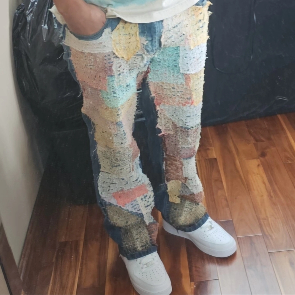 Custom 1 of 1 thrashed Boro denim
